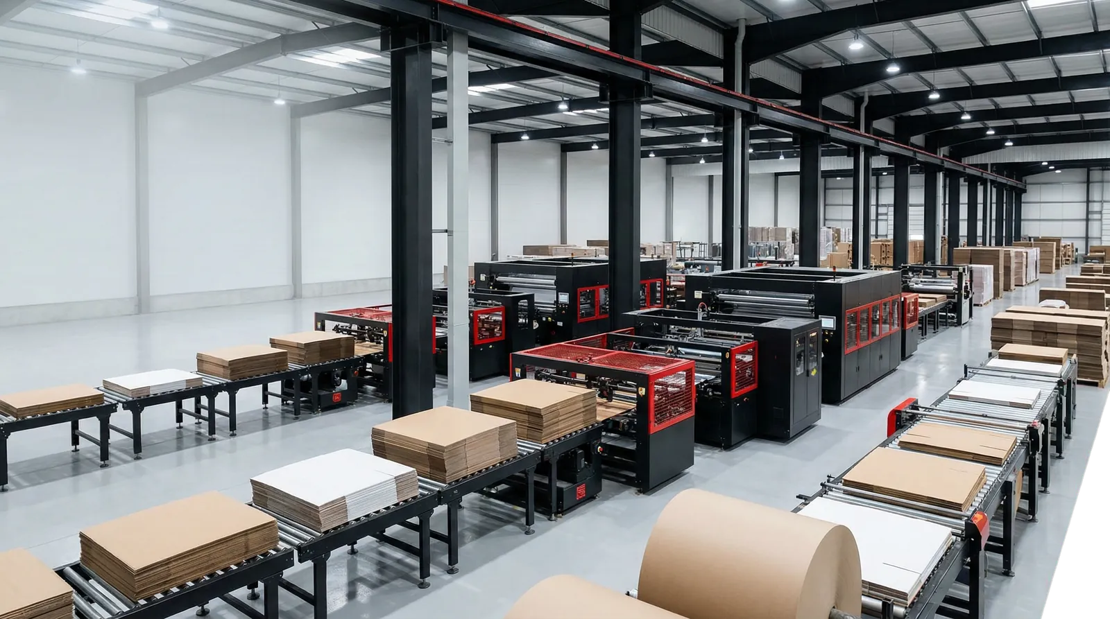 Modern corrugated box manufacturing line